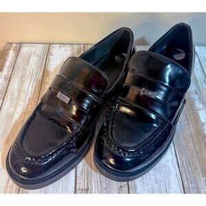 DKNY Women's Black Slip On Penny Loafer Low Chunky Heel Size 7.5M